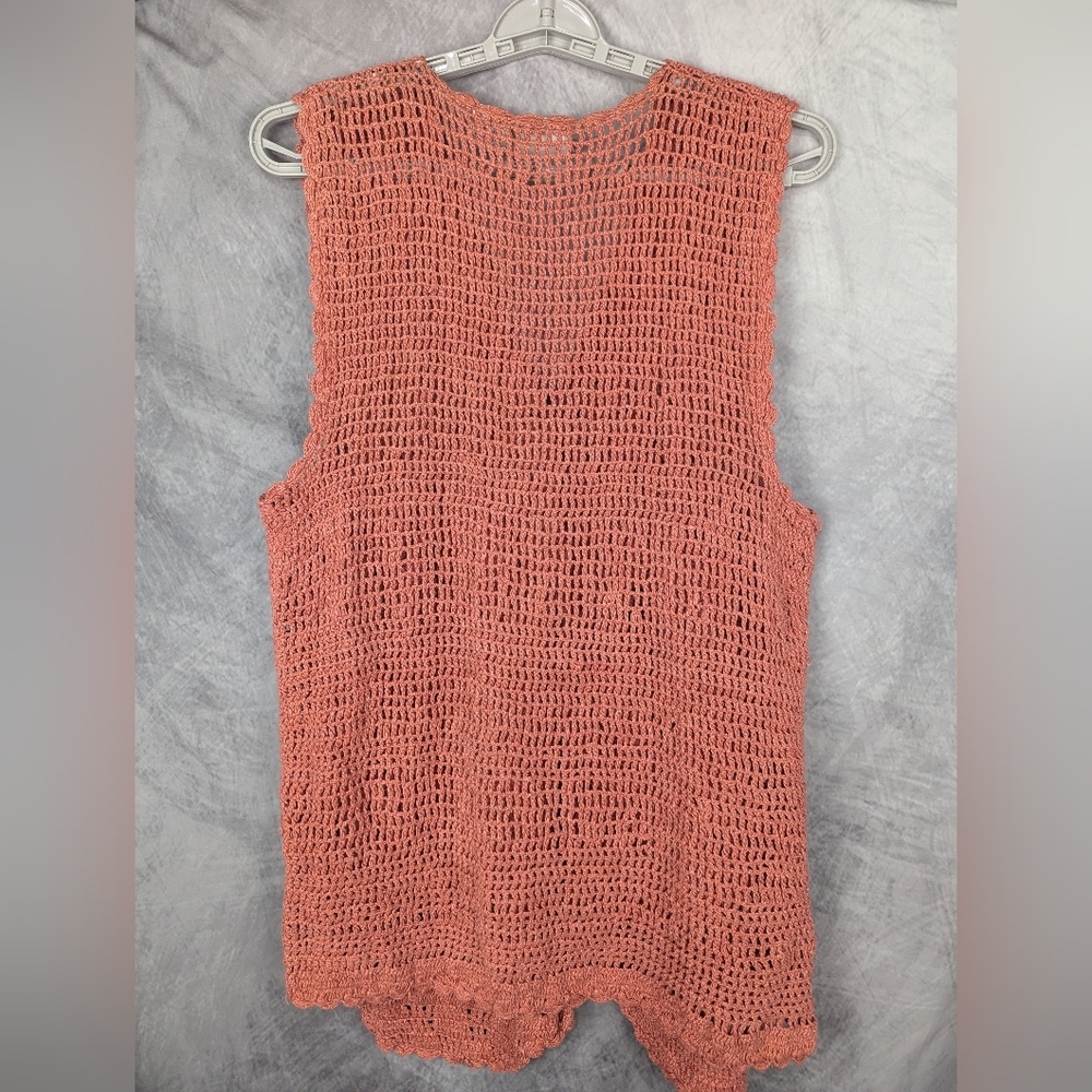 Fruit Phool Size Medium Crocheted Sweater Vest In Country Pink/Mauve Vintage - Picture 2 of 12